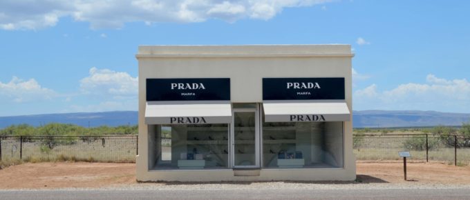 The Prada Marfa Installation in Texas, USA.