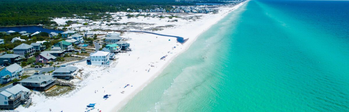 Aerial view of Grayton Beach, Florida on a beautiful spring afternoon.