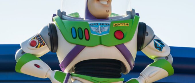 A giant model of Buzz Lightyear from the Pixar movie Toy Story at Disney World Amusement Park.