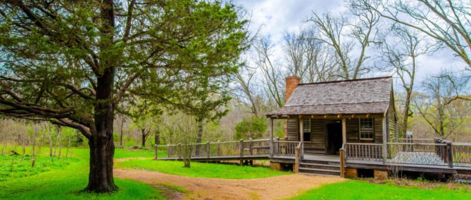 A beautiful state park with cabin in Mississippi.