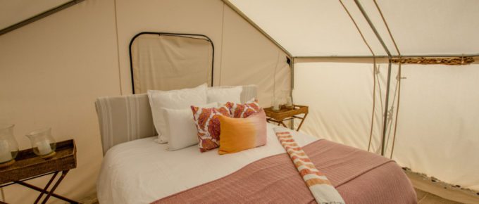 A luxury glamping tent.