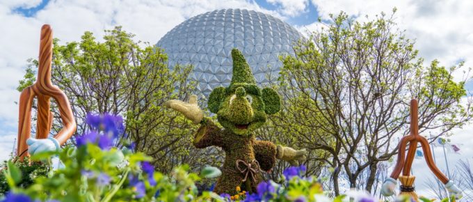 The entrance display during the 2021 Epcot International Flower and Garden Festival in Disney World, Florida, USA.