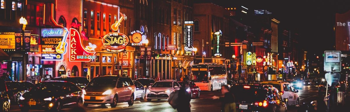Broadway, Downtown Nashville, Tennessee.