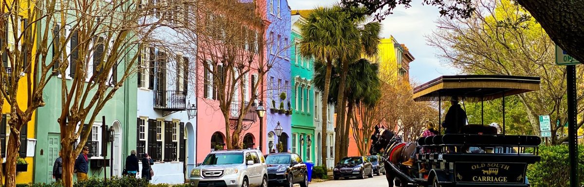 Colorful buildings in Charleston, South Carolina, USA.