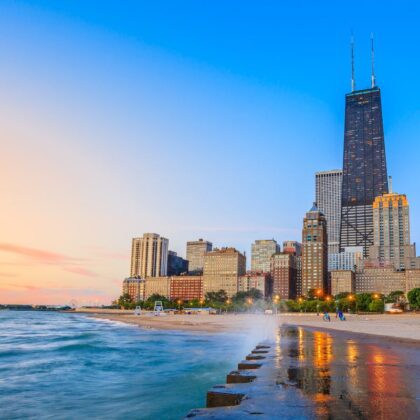 Chicago skyline from North Avenue Beach.