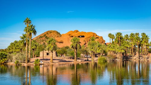 The lake at Papago Park in Scottsdale Arizona.