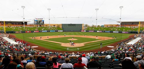 A baseball game at Scottsdale Stadium, Arizona
