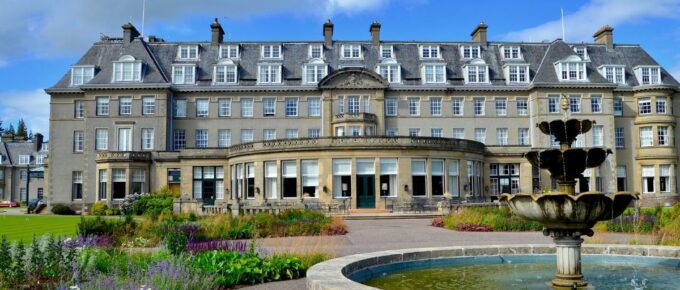 Gleneagles Hotel is, luxury golf and spa resort in the Scottish Highlands in Perthshire, Scotland, United Kingdom.