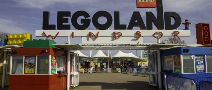 The colourful entrance gate at Legoland Windsor in United Kingdom.